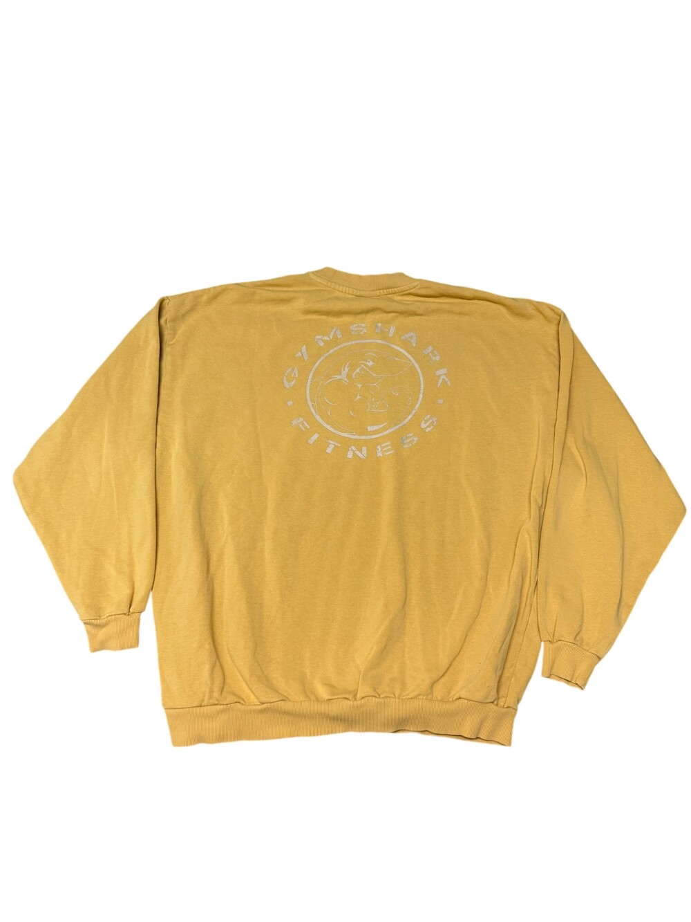 Gymshark Sweatshirt Mens Small Yellow Fleece Pullover Fitness Graphic Logo